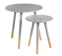 Premier Housewares Viborg Round Side Table, Wood, Grey, Set of 2