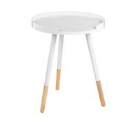 Premier Housewares Viborg Round Side Table, Wood, White, 49 x 40 x 40 cm