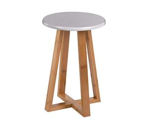 Premier Housewares Viborg Round Stool, Bamboo - Grey, 30x30x43 cm