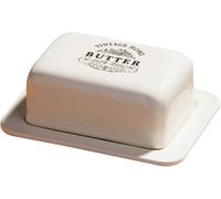 Premier Housewares Butter Dish With Lid Cream Ceramic Flutter Butter Engraved Butter Dishes With Lids Ceramic Butter Dish 16.8 cm x 12.6 cm x 8.8 cm