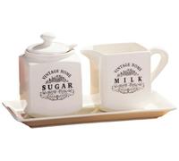 Premier Housewares Vintage Home Milk and Sugar Set - Cream