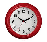 Premier Housewares Wall Clock Red/Black Finish Frame Clocks For Living Room/Bedroom/Contemporary Style Round Shaped Design Metal Clocks For Hallways 8 x 22 x 22