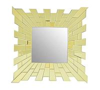 Premier Housewares Wall Mirror Bathroom/Bedroom/Hallway Wall Mounted Mirrors With Matte Gold Finish/Minimalistic Square Mirrors For Living Room 1 x 60 x 60