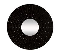 Premier Housewares Wall Mirror Black Round Mirror For Bedroom / Hallway / Bathroom Luxurious and Contemporary w82 x d3 x h82cm