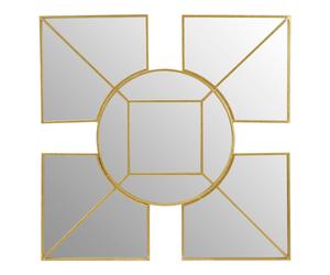 Premier Housewares Wall Mirror / Mirrors For Garden / Bathroom / Living Room Golden Effect Abstract Frame / Faux Gold Foil Finish Wall Mounted Mirrors