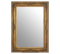 Premier Housewares Wall Mirror/Mirrors For Garden/Bathroom/Living Room With Carving Rectangular Frame/Gold Finish Wall Mounted Mirrors W83 X D8 X H113cm.