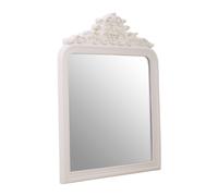 Premier Housewares Wall Mirror / Mirrors For Garden / Bathroom / Living Room With Carving Rectangular Frame / Cream Finish Wall Mounted Mirrors