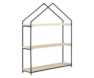 Premier Housewares Wall Mounted Floating Shelf for Kitchen, Living, Bed & Bath Room, Wooden, w45 x d14 x h71cm, Black/Natural, 3 Tier - Brixton