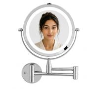 Premier Housewares Wall Mounted LED Mirror | Adjustable Chrome Finish