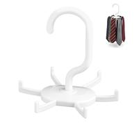 Premier Housewares White 6 Hooks Belt Organiser Hanger | Compact Garment Hangers For Belts | Versatile Clothes Rack Organiser For Wardrobe Storage | Shelf Hanging Organiser