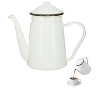 Premier Housewares White Coffee Pot | Enamelled Carbon Steel, 4-6 Cups