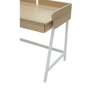 Premier Housewares White Computer Desk With Drawer, Home Office Furniture, Metal & Oak, W 103 x D 60 x H 84cm - Natural