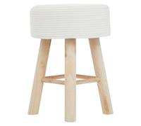 Premier Housewares White Cotton Rope Stool | Handcrafted Low Stool