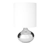 Premier Housewares White Fabric Table Lamp With White Shade/ Chrome Spherical Base Stand/ Desk / Reading / Office Lamps With Modern Look 20 x 35 x 20