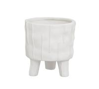 Premier Housewares White Geometric Stoneware Small Planter with Uneven Texture Tall Planters Indoor Planters Pots for Plants Flower Box Organic Girl 11 x 12 x 11