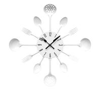 Premier Housewares White Kitchen Themed Wall Clock - Metal, Frameless, Modern Design for Living Room - 33x33x5