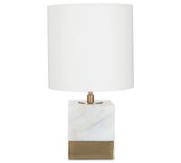 Premier Housewares White Marble Accent Lamp with Cream Shade