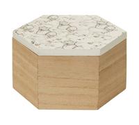 Premier Housewares White Marble Effect Trinket Box Wooden Jewellery Box Display Case Small Storage Case Accessory Storage Hexagonal Shape 15 x 8 x 13