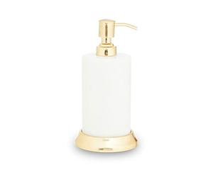 Premier Housewares White Marble Lotion Dispenser/Durable Marble/Suitable For Everyday Use/Manual Soap Dispenser/Cool White Hand Soap Dispenser/Dimensions are W10 x D10 x H14cm