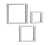 Premier Housewares White MDF and PVC Coating Wall Cubes - Set of 3