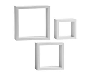 Premier Housewares White MDF and PVC Coating Wall Cubes - Set of 3
