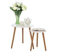 Premier Housewares White Nest of 2 Table Side Table White White Table Side Table Hardwood Legs Small Outside Table Small Outdoor Table 40 x 33 x 33