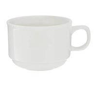 Premier Housewares White Stacking Cappuccino Cup/Round Crisp White Porcelain Novelty Mug For Tea/Coffee Chip Proof Cups And Mugs For Kitchen Use 8.5 x 8.5 x 6