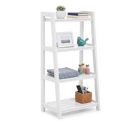 Premier Housewares White Wood Four Tier Shelf Unit | Ladder Design