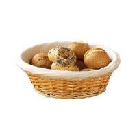 Premier Housewares Wicker Bread Basket with Cream Fabric Lining, 10 x 25 x 25 cm - Natural, Beige