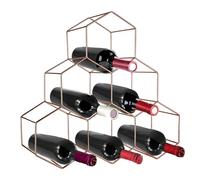Maison by Premier Minimalist 6 Botttle Copper Finish Wine Rack, Geometric Structure Bottle Rack For Cupboard, Sturdy Wine Rack