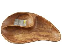 Premier Housewares Wooden Serving Dish 2 Compartments/Wooden Tray With Natural Grain Finish/Attractive Centerpiece/Versatile Serving Platters/Dimensions are W32 x D19 x H4cm/ Weight is 0.47.