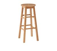Premier Housewares Wooden Stool with Footrest - Traditional Kitchen Bar Stool - Natural, Height 74cm