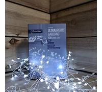 Premier Indoor Outdoor 430 LED Christmas Garland Lights in White on Silver Wire