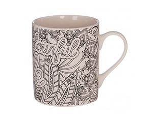 Premier Interior Creative Live A Colourful Life Bone China Mug with Floral Design|Mug for Everyday Use|Ideal as a Decorative Coffee Mug, Home Decor Cup, & Personalizable Gift