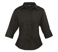 Premier Ladies 3/4 Sleeve Poplin Blouse Black 18