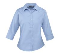 Premier Ladies 3/4 Sleeve Poplin Blouse Formal Easy Care Shirt Staff Work Wear