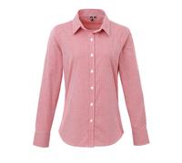 Premier Ladies Microcheck Gingham Long Sleeve Cotton Shirt(PR320)-Bar Restaurant