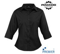 Premier Ladies Poplin Shirt PR305 - 3/4 Sleeve, Semi-Fitted, 5 Colours, 6-24