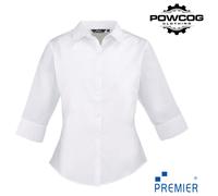 Premier Ladies Poplin Shirt PR305 - 3/4 Sleeve, Semi-Fitted, 5 Colours, 6-24