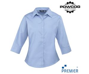 Premier Ladies Poplin Shirt PR305 - 3/4 Sleeve, Semi-Fitted, 7 Colours, 6-24