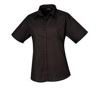 Premier Ladies Short Sleeve Poplin Blouse Black 14