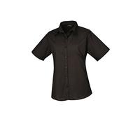 Premier Ladies Short Sleeve Poplin Blouse Black 14