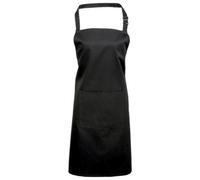 (One Size, Black) Premier Ladies/Womens Colours Bip Apron With Pocket / Workwear (Pack of 2)