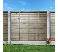 Premier Lap Pack of 4 6x5ft (W: 6ft x H: 5ft) Two Sided Fully Framed Pressure-Treated Waney Overlap Garden Fence Panel with Extra Vertical Bracing Width 1828mm x Height: 1500mm