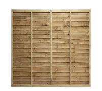 Premier Lap Wooden Fence Panel Overlapping Waney Larch, W: 6ft x H: 6ft Pressure Treated Timber for Outdoor Garden Privacy Screening & Boundary Fencing Wall Panels (182cm x 180cm)