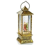 Premier Large Christmas Snowman LED Metal Water Lantern with Glitter Snow 29cm Tall