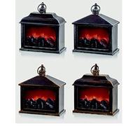 Premier LED Christmas Fireplace Lantern Flickering Flame Effect Battery Lantern 21cm