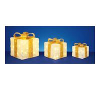 Premier LED Glitter Parcels 3 Piece Cream/Gold - FSLV102703GC