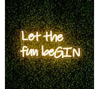 Premier LED Neon Wall Sign Let the Fun beGIN 38cm Indoor & Outdoor | Warm white LED neon wall sign. Ideal for parties, home bars, gin lovers and indoor or outdoor décor.