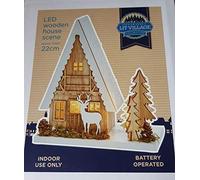 Premier LED Wooden House Scene 22cm Nordic Christmas Village